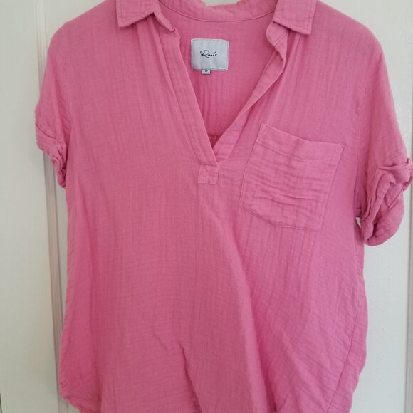 Rails Pink Collared Shortsleeve Top XS - Picture 2 of 10
